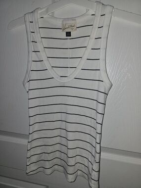 Universal Thread White Tank with Black Stripes